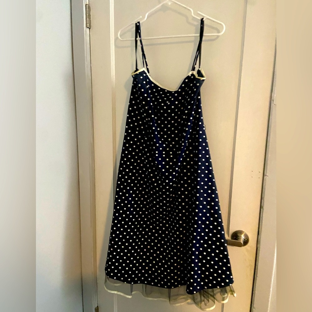 Navy blue and white dress